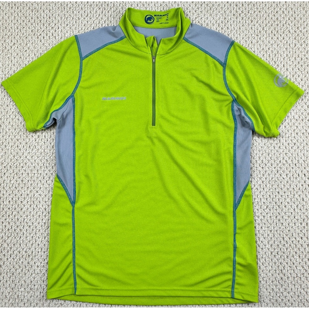 Mammut 1/2 Zip Pullover Men XL Lime Green MTR 141 Performance Shirt Short Sleeve